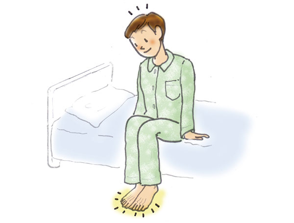 起床時の動き4：歩き出す前に、足の指、足の裏の感覚を目覚めさせる