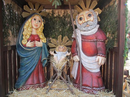 プラハのクリスマスの飾り・イエスキリストの誕生の馬小屋