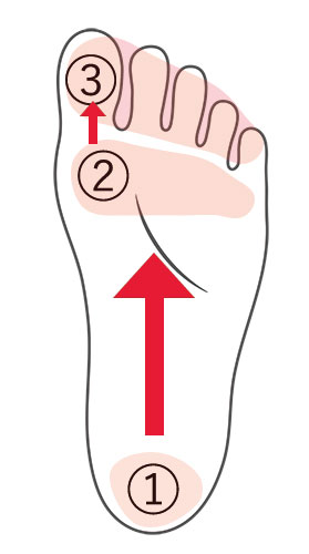ポイント1：足裏全体を使うように意識する