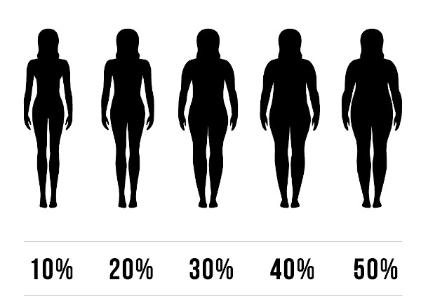 体脂肪率別の女性の見た目