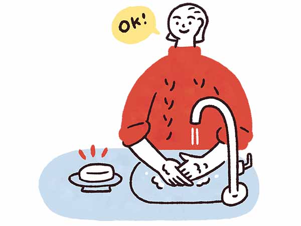 Q.手を石けんで洗った後、手指の消毒は？